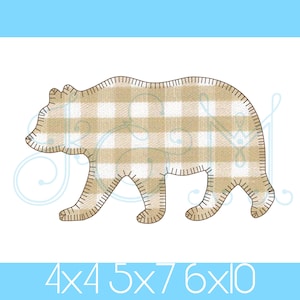 Simple Bear Great Outdoors Camping Silhouette Outline Blanket Stitch Applique Vintage Style Machine Embroidery Design