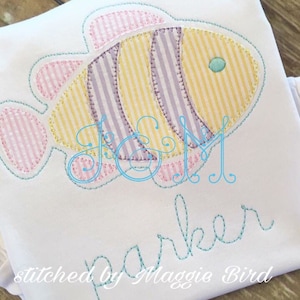4x4 Blanket Stitch Clown Fish Vintage Style Applique Machine Embroidery Design