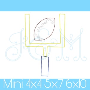 Simple Football and Goal Post Field Quick Running Bean Stitch Outline Vintage Style Machine Embroidery Design