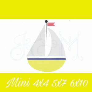 Sawyer Sailboat Quick Stitch Sketch Fill Bean Stitch Outline Vintage Style Machine Embroidery Design
