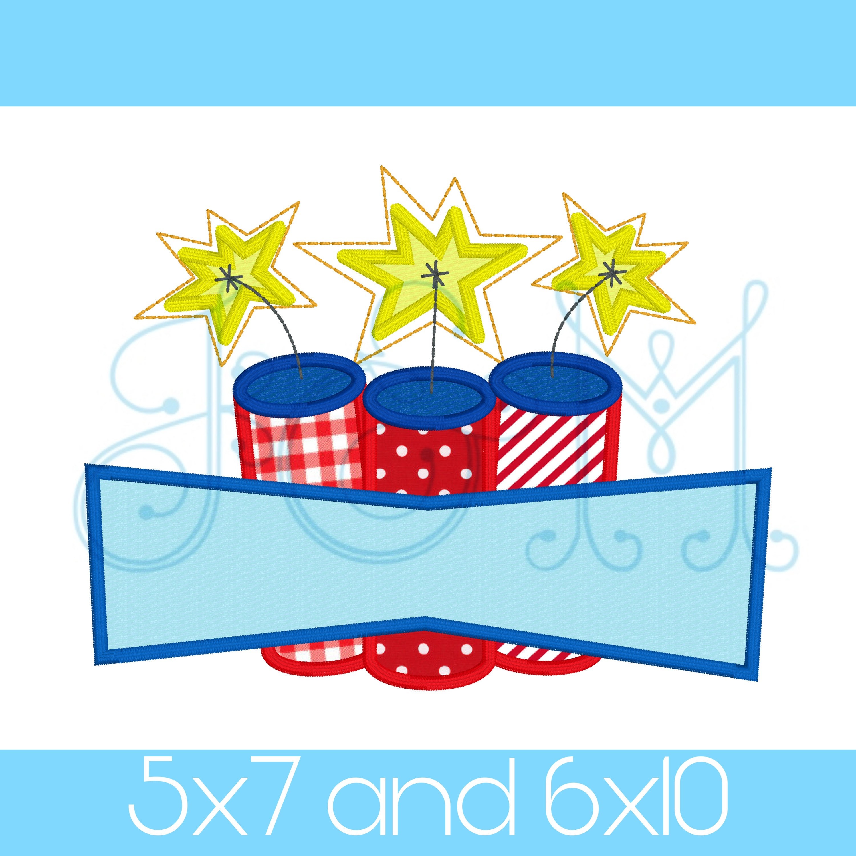 Firework Name Plates Fourth of July Patriotic Firework Trio Bundle With Name Plate Classic ...