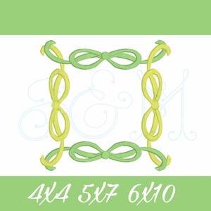 Square Heirloom Ribbon Bow Monogram Frame Wreath Border Vintage Style Machine Embroidery Design