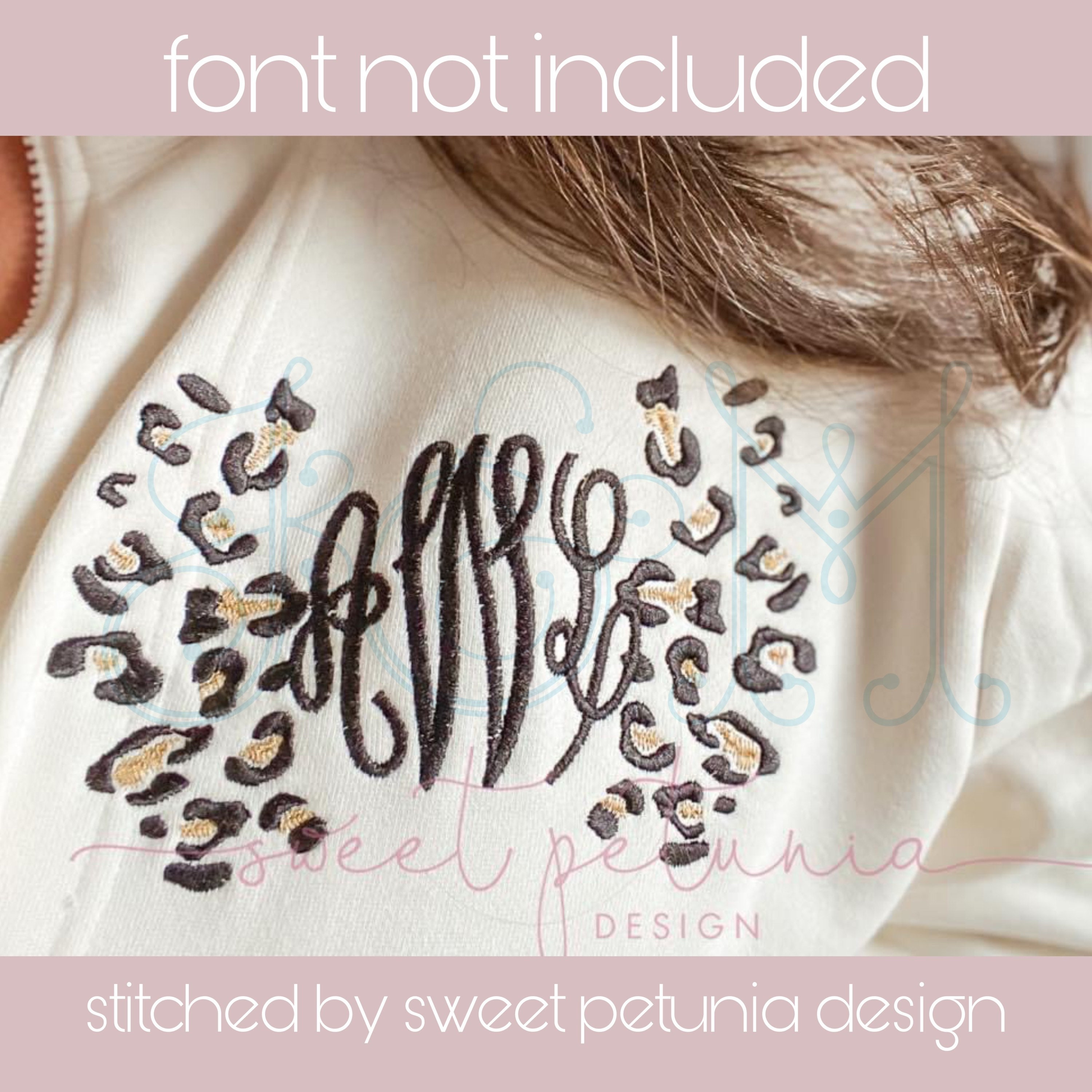Cheetah Leopard Animal Print Spots Monogram Frame Border Satin and Fill  Stitch Vintage Style Machine Embroidery Design