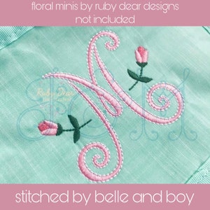 The Leigh Fancy Font - Curly Swirl Monogram - Satin Stitch with Bean Running Stitch Outline with BX Format Vintage Style Machine Embroidery