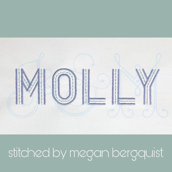 Phoenix Satin and Sashiko Triple Double Line Satin and Bean Stitch Font Alphabet Vintage Style Machine Embroidery Design