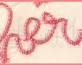 Two Fonts in One The Heather Font Single and Double Chain Stitch Handwritten Thick Bean Stitch Vintage Style Machine Embroidery Design