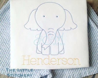 4x4 Vintage Stitch Sketch Embroidery Elephant Design