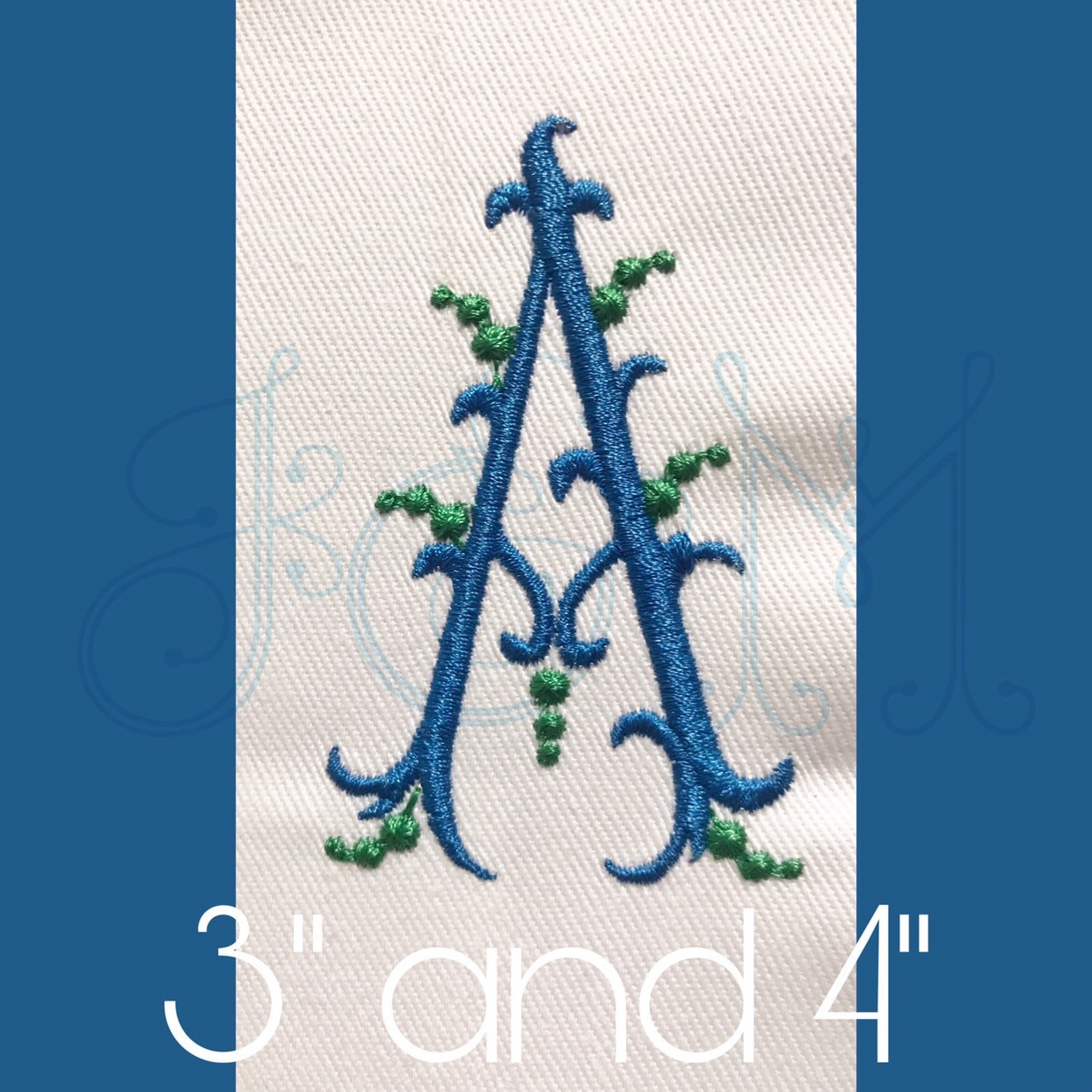The Margaux Fancy French Fishtail with Colonial Knot Satin Stitch Monogram Font Alphabet Vintage Style Machine Embroidery Design