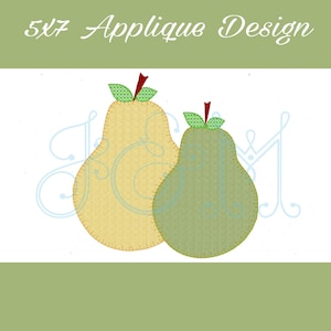 5x7  Vintage Style Blanket Stitch Pear Applique Embroidery Design