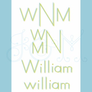 Two Fonts in One! The William Font Single and Double Chain Stitch Handwritten Thick Bean Stitch Vintage Style Machine Embroidery Design