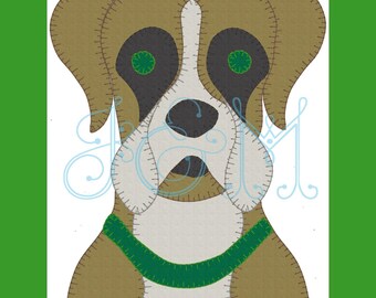 6 x 10 Vintage stijl Blanket Stitch Boxer Hond stoffen borduurwerk ontwerpen
