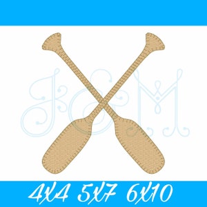 Crossed Canoe Boat Paddles Blanket Stitch Applique Vintage Style Machine Embroidery Design