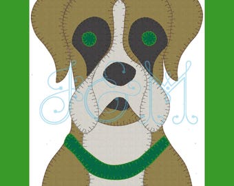 7 x 12 Vintage stijl Blanket Stitch Boxer Hond stoffen borduurwerk ontwerpen