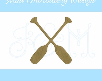 Crossed Canoe Boat Paddles Mini Fill Monogram Motif Vintage Style Machine Embroidery Design