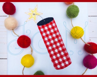 Fourth of July Patriotic Firework with Sparks Blanket Stitch Applique Vintage Style Machine Embroidery Design