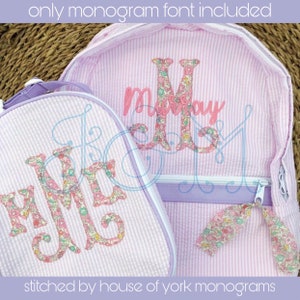 Madelyn Three Letter Blanket Stitch Applique Monogram Font Bean Stitch Vintage Stitch Style Machine Embroidery Design