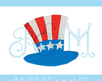 Patriotic Uncle Sam Hat Mini Machine Embroidery Design