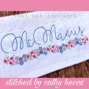 Wild Flower Lazy Daisy Bean Stitch Garland Line Border Monogram Frame Vintage Style Machine Embroidery Design