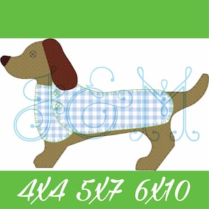 Weenie Dog Dachshund in a Sweater Blanket Stitch Applique Vintage Stitch Vintage Style Machine Embroidery Design