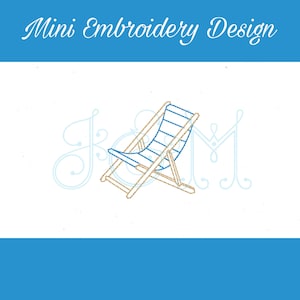 Beach Chair Mini Bean Stitch Sketch Outline Vintage Style Machine Embroidery Design