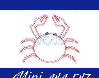 Crab Scribble Single Vintage Stitch Vintage Style Embroidery Design
