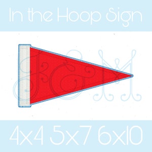 In the Hoop Blank Pennant Flag Blanket Stitch Applique Vintage Style Machine Embroidery Design