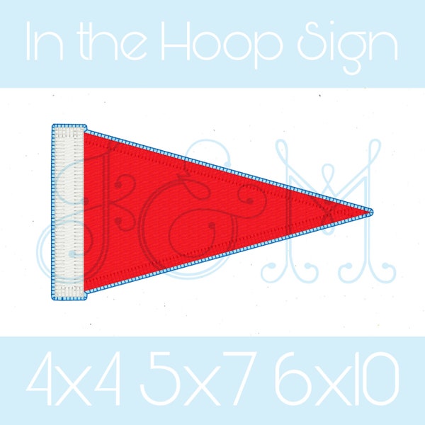 In the Hoop Blank Pennant Flag Blanket Stitch Applique Vintage Style Machine Embroidery Design