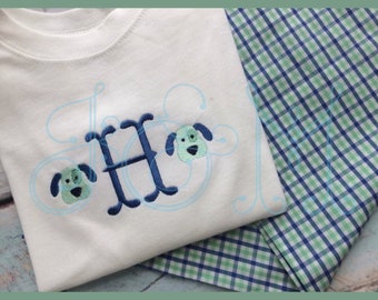 Puppy Dog Mini Fill Monogram Motif Filled Stitch Vintage Style Machine Embroidery Design