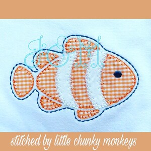 6x10 Blanket Stitch Clown Fish Vintage Style Applique Machine Embroidery Design