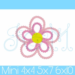 Doppelte Gänseblümchen Kette Stich Blume Floral Quick Stitch Vintage Stil Maschine Stickerei Design