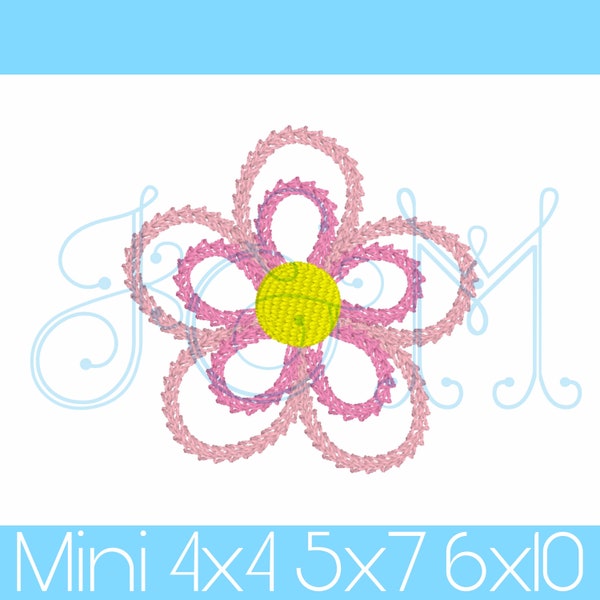 Double Daisy Chain Stitch Flower Floral Quick Stitch Vintage Style Machine Embroidery Design