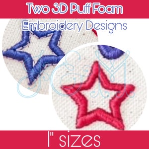3D Puff Foam Star Mini Satin Stitch Monogram Add on Vintage Style Machine Embroidery Design