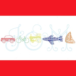 Transportation Vintage Stitch Sketch Line Embroidery Design