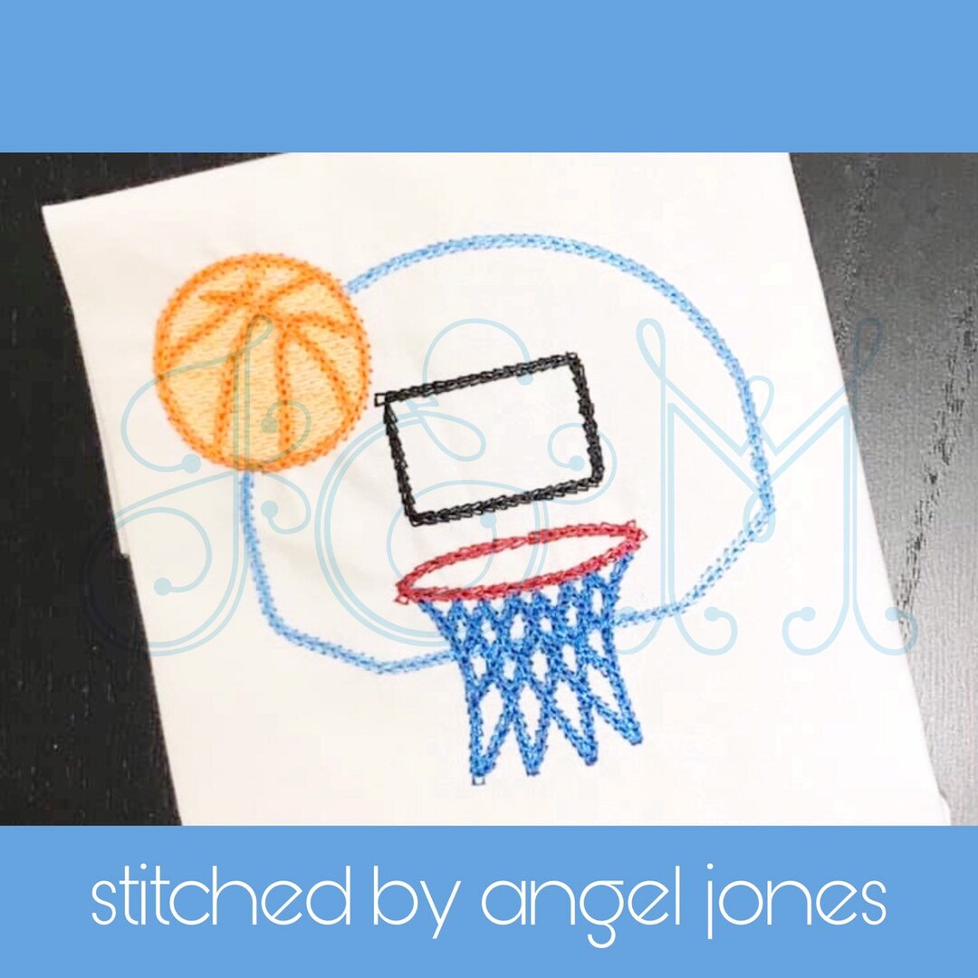 Basketball Hoop Rope Pattern Basketball Hoop Chain Stitch and Sketch Quick Stitch Outline Vintage ...