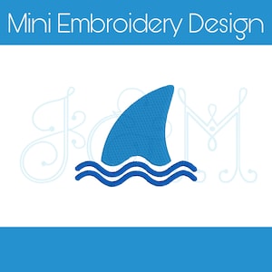 Shark Fin with Waves Mini Fill Motif Vintage Style Machine Embroidery Design