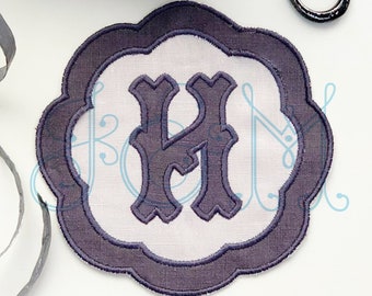 5" Scalloped ITH In the Hoop Monogram Blank Coaster Cocktail Napkin Vintage Style Machine Embroidery Design
