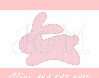 Running Easter Bunny Rabbit Blanket Stitch Applique Vintage Style Machine Embroidery Design