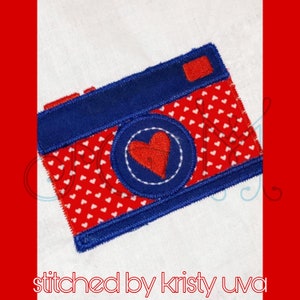 Valentine's Day Heart Camera Zig Zag Stitch Applique Vintage Style Machine Embroidery Design