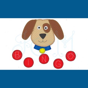 Bingo de hond Blanket Stitch stoffen Vintage stijl Machine borduurwerk ontwerpen