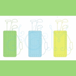 Golf Bag Trio Line of Three in a Row Blanket Stitch Applique Vintage Style Machine Embroidery Design