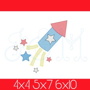 Starburst Firecracker Firework Fourth of July Sketch Fill Bean Stitch Outline Vintage Style Machine Embroidery Design