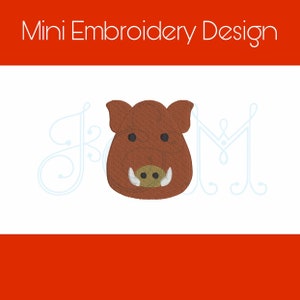 Warthog Pig Face Simple and Cute Mini Fill Stitch Vintage Style Machine Embroidery Design