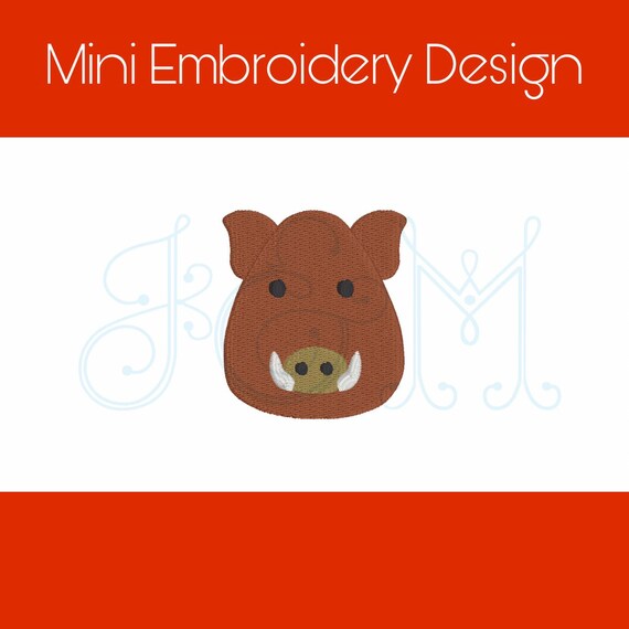 Warzenschwein Schwein Gesicht einfache und niedliche Mini Füllen Stich  Vintage Stil Maschine Stickerei Design