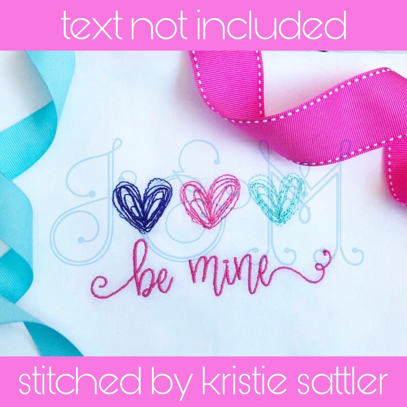 Download Valentine's Day Scribble Heart Trio Line of 3 in a Row | Etsy