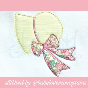 Sweet Bonnet mit Bow Blanket Stitch Applique Vintage Style Machine Embroidery Design