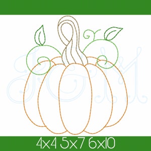 Heirloom Pumpkin Swirl with Vines Sashiko Bean Quick Stitch Outline Vintage Style Machine Embroidery Design