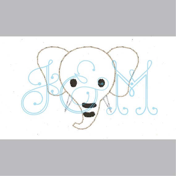 Elephant Head Mini Sketch Outline Vintage Style Machine Embroidery Design 4x4