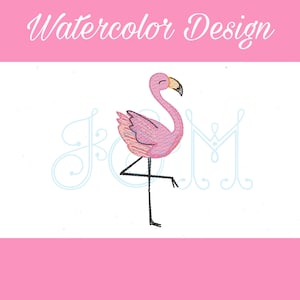 Flamingo Single Watercolor Style Sketch Vintage Style Machine Embroidery Design