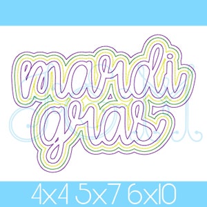 Mardi Gras Triple Outline Quick Stitch Running Bean Stitch Outline Vintage Style Machine Embroidery Design