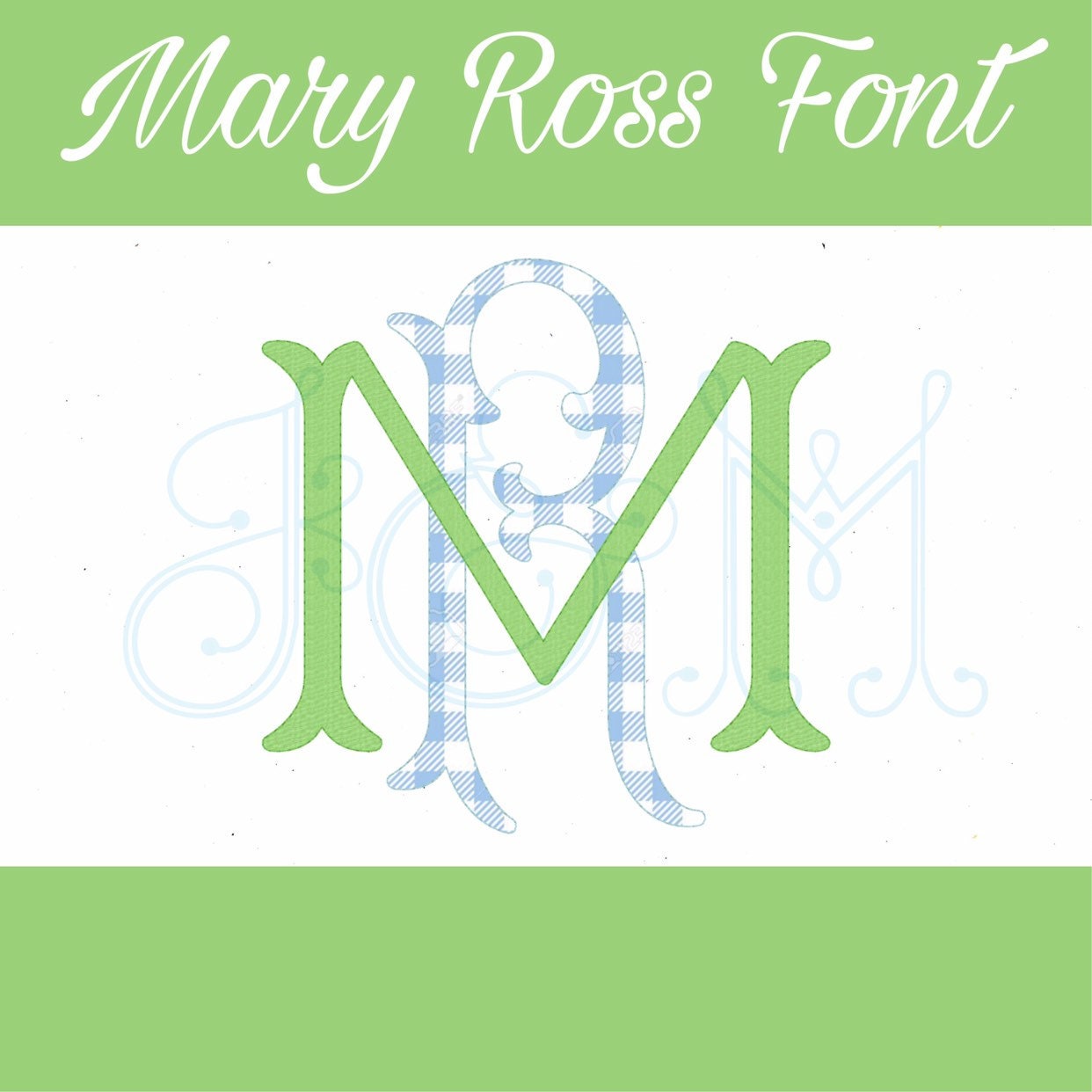 Mary Ross Antique Double Two Letter Monogram Bean Stitch Raggy Applique ...